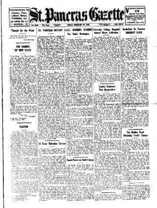 cover page of St. Pancras Gazette published on February 28, 1936