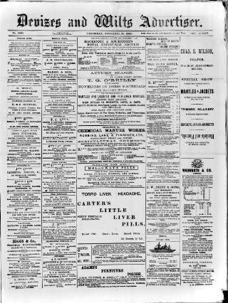 cover page of Devizes and Wilts Advertiser published on November 30, 1893