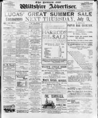 cover page of Devizes and Wilts Advertiser published on July 6, 1911