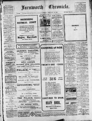 cover page of Farnworth Chronicle published on February 28, 1914