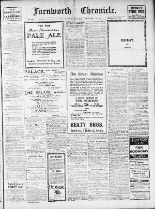 cover page of Farnworth Chronicle published on September 18, 1915