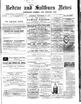 cover page of Redcar and Saltburn News published on December 30, 1893