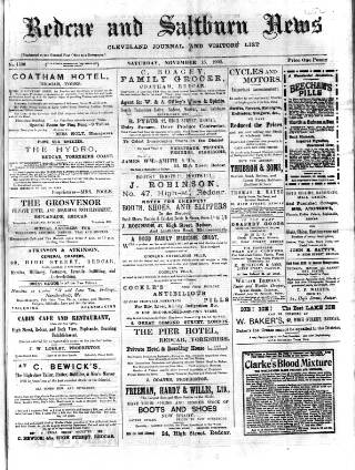 cover page of Redcar and Saltburn News published on November 15, 1902