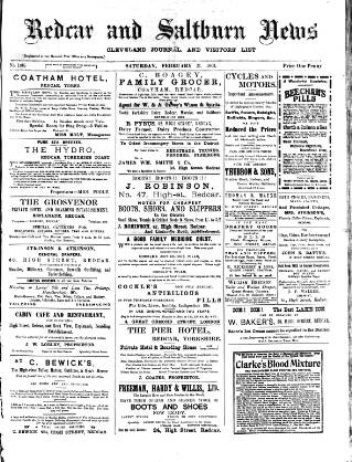 cover page of Redcar and Saltburn News published on February 28, 1903