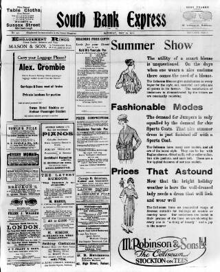 cover page of South Bank Express published on May 29, 1920