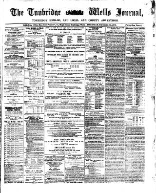 cover page of Tunbridge Wells Journal published on December 30, 1875