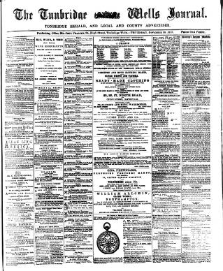 cover page of Tunbridge Wells Journal published on November 15, 1877