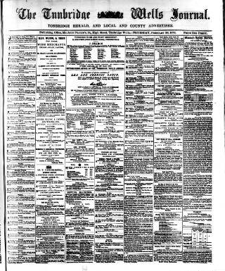 cover page of Tunbridge Wells Journal published on February 28, 1878