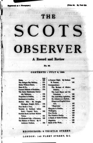 cover page of National Observer published on July 6, 1889