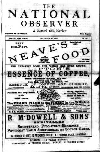 cover page of National Observer published on December 30, 1893