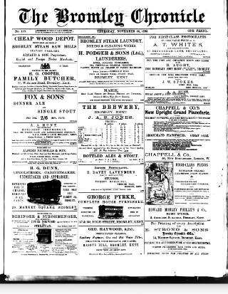 cover page of Bromley Chronicle published on November 30, 1893