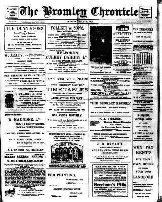 cover page of Bromley Chronicle published on May 29, 1913