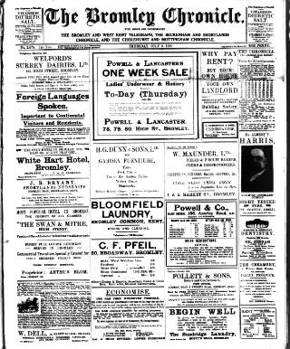 cover page of Bromley Chronicle published on July 6, 1916
