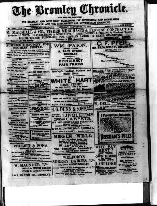 cover page of Bromley Chronicle published on September 18, 1919