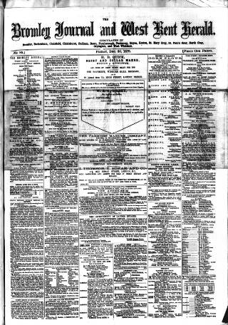 cover page of Bromley Journal and West Kent Herald published on December 30, 1870