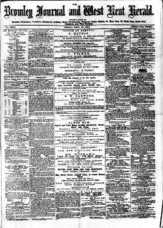 cover page of Bromley Journal and West Kent Herald published on September 18, 1874