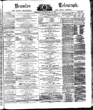 cover page of Bromley and West Kent Telegraph published on May 29, 1869