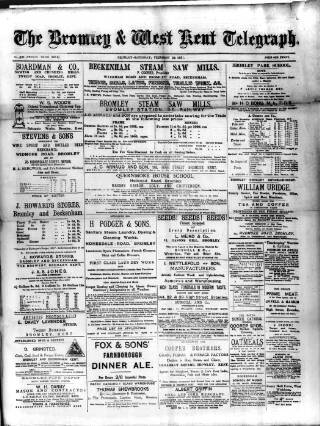 cover page of Bromley and West Kent Telegraph published on February 28, 1891