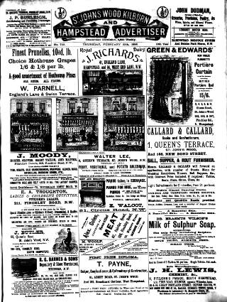 cover page of Hampstead News published on February 28, 1895