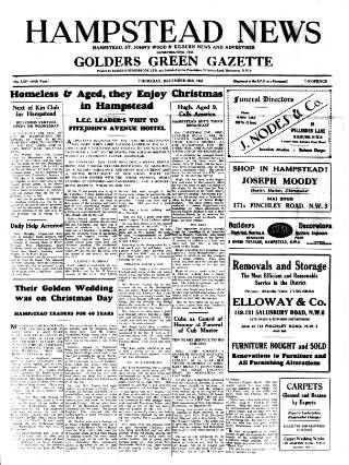 cover page of Hampstead News published on December 30, 1943