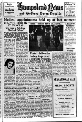 cover page of Hampstead News published on July 6, 1950
