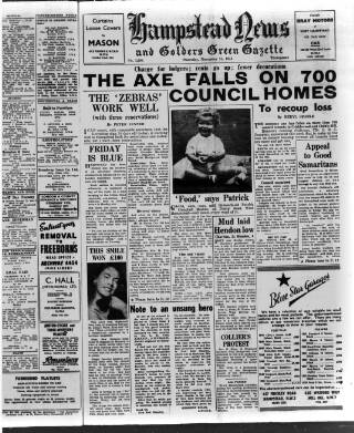 cover page of Hampstead News published on November 15, 1951