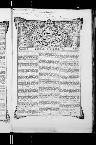 cover page of Pawnbrokers' Gazette published on November 30, 1868