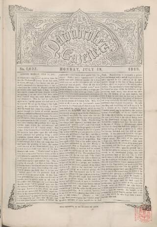 cover page of Pawnbrokers' Gazette published on July 19, 1869