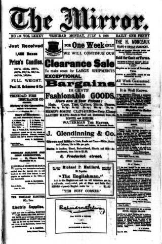 cover page of Mirror (Trinidad & Tobago) published on July 6, 1908