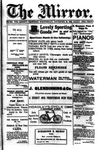 cover page of Mirror (Trinidad & Tobago) published on December 30, 1908