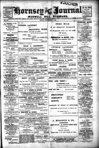 cover page of Hornsey & Finsbury Park Journal published on September 18, 1908
