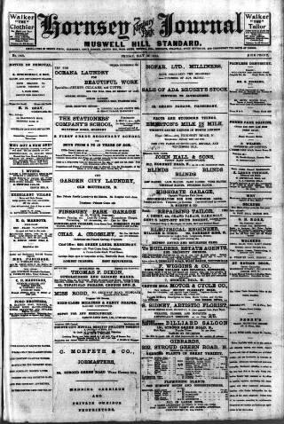 cover page of Hornsey & Finsbury Park Journal published on May 29, 1914