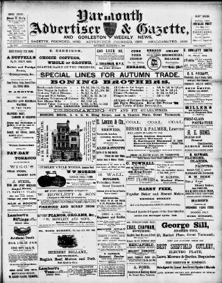 cover page of Yarmouth Gazette and North Norfolk Constitutionalist published on November 25, 1899