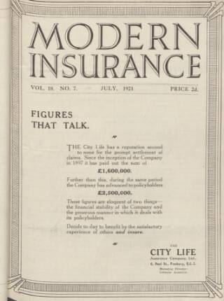 cover page of City Life Record published on July 1, 1921