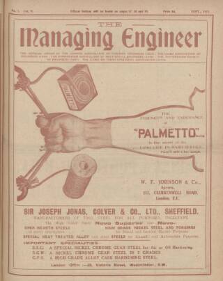 cover page of Managing Engineer published on September 1, 1918