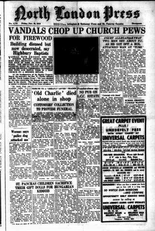 cover page of Holloway Press published on November 30, 1956