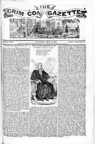 cover page of Crim. Con. Gazette published on July 6, 1839
