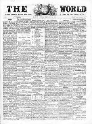 cover page of World (London) published on February 20, 1859
