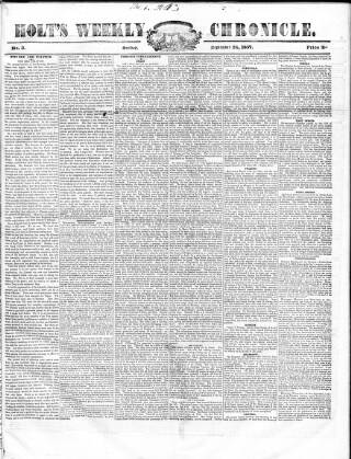 cover page of Holt's Weekly Chronicle published on September 24, 1837