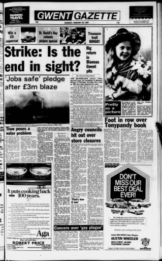 cover page of Gwent Gazette published on February 28, 1985