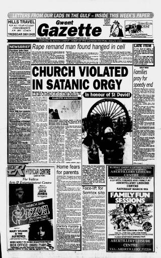 cover page of Gwent Gazette published on February 28, 1991