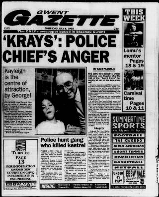 cover page of Gwent Gazette published on July 6, 1995
