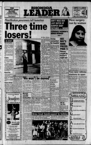 cover page of Rhondda Leader published on September 18, 1986