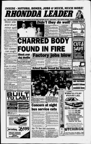 cover page of Rhondda Leader published on November 15, 1990