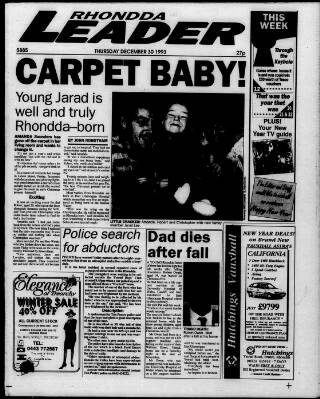 cover page of Rhondda Leader published on December 30, 1993