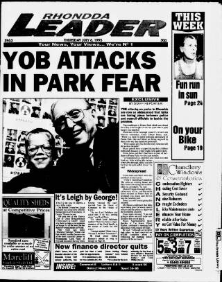 cover page of Rhondda Leader published on July 6, 1995