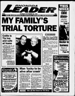 cover page of Rhondda Leader published on November 30, 1995