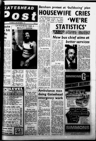 cover page of Gateshead Post published on November 15, 1973