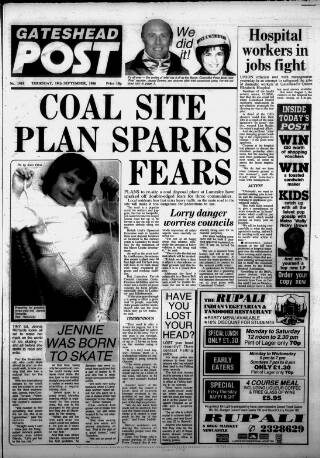 cover page of Gateshead Post published on September 18, 1986