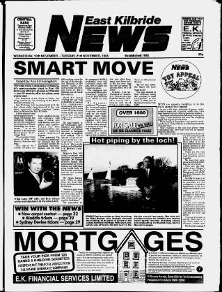 cover page of East Kilbride News published on November 15, 1995